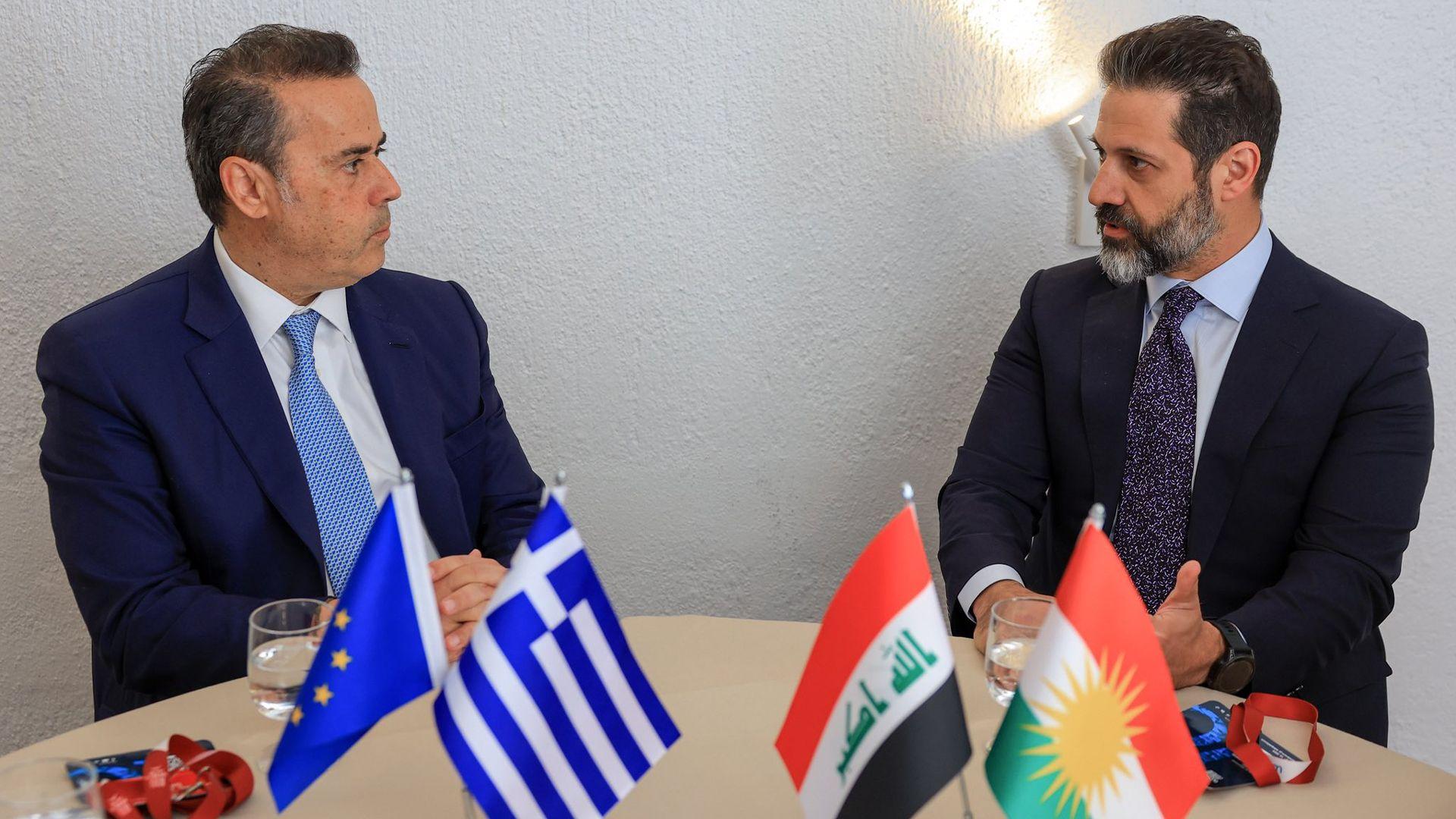 قوباد تاڵەبانی و وەزیری وزەی یۆنان کۆبونەوە