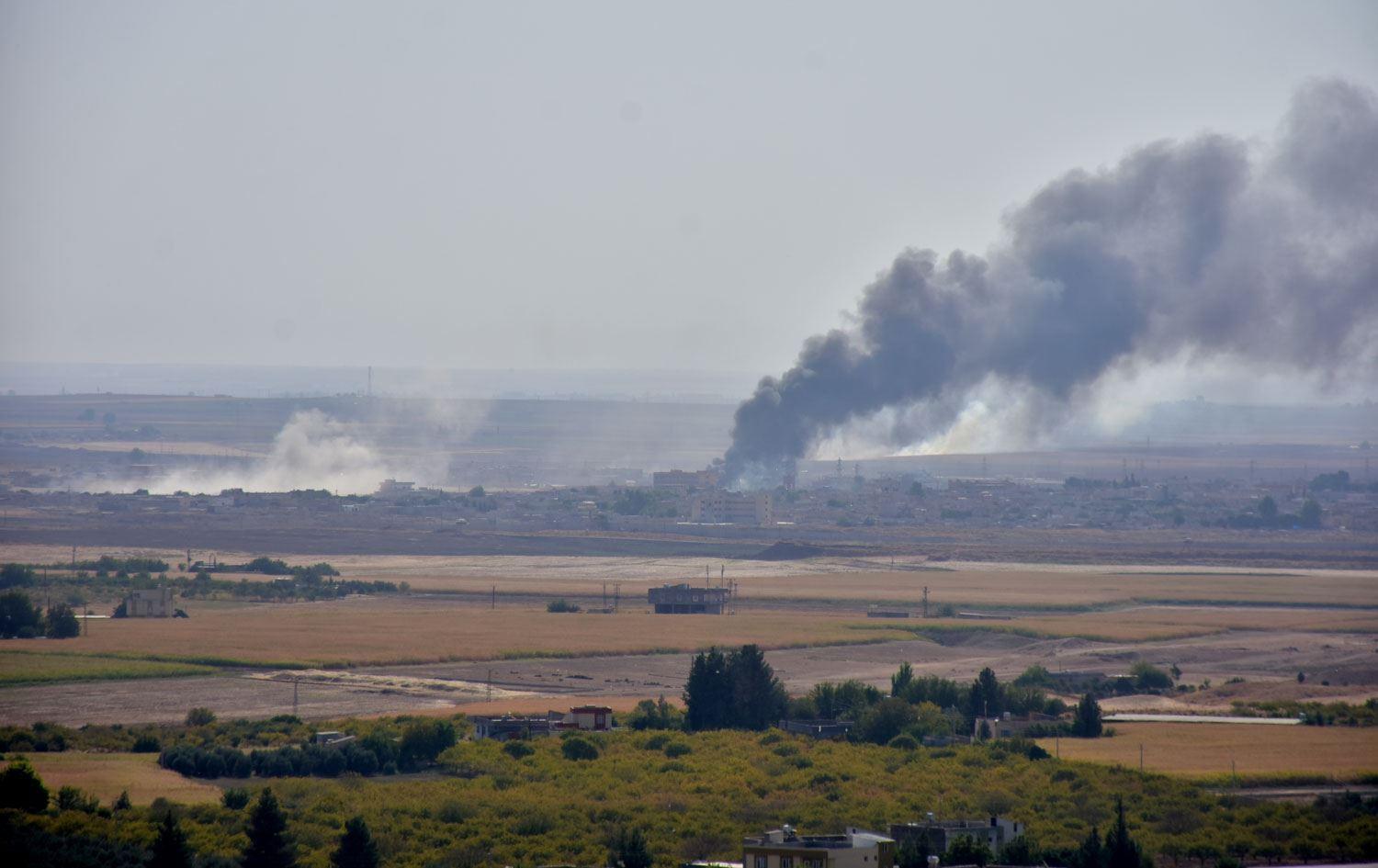 سوپای تورکیا گوندەکانی تەل تەمر و عەین عیسا تۆپباران دەکات