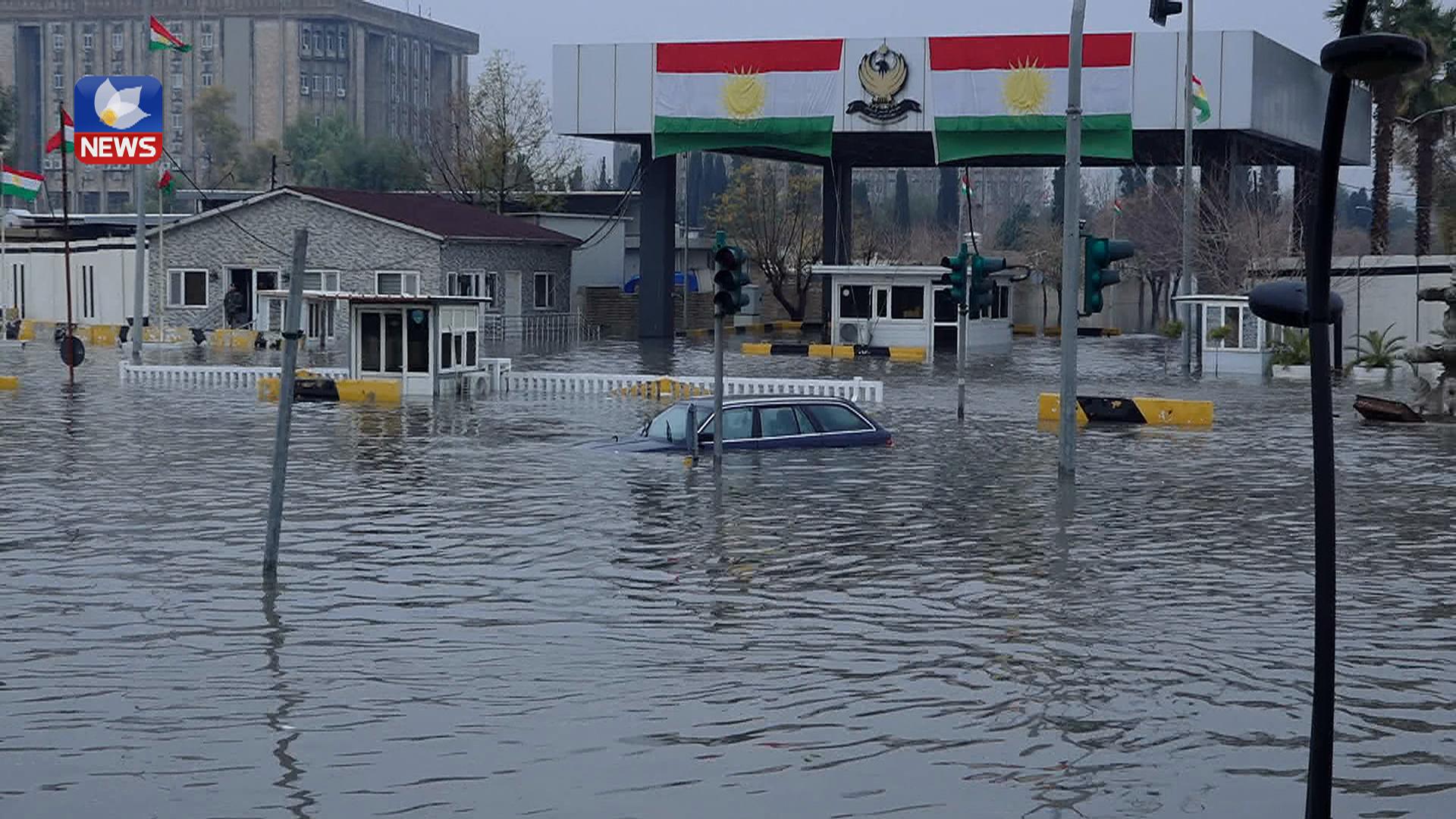 بەھۆی بارانبارینەوە جارێکی تر لافاو لە ھەولێر دروستبوو