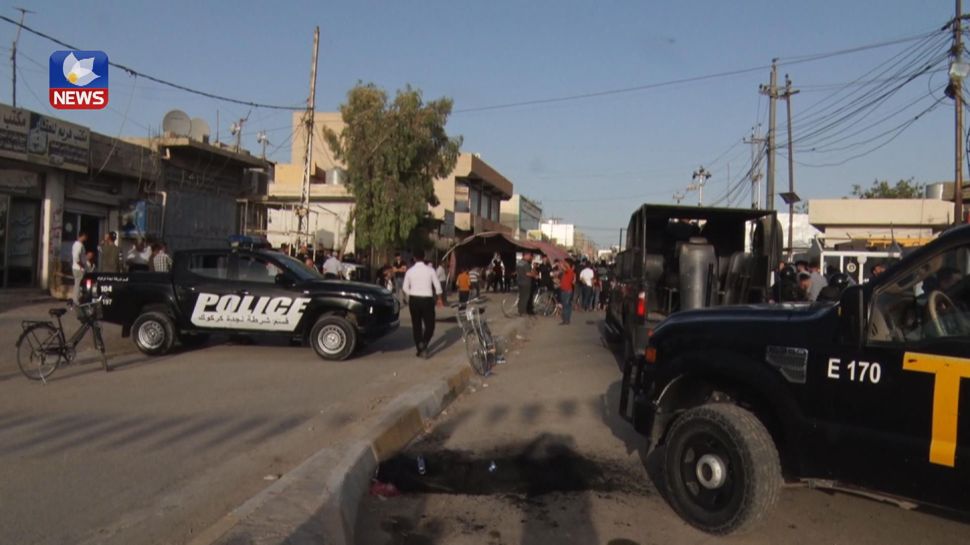 ژمارەیەک کاسبکاری کەرکوک دژی ڕووخانی دووکانەکانیان گردبوونەوە 