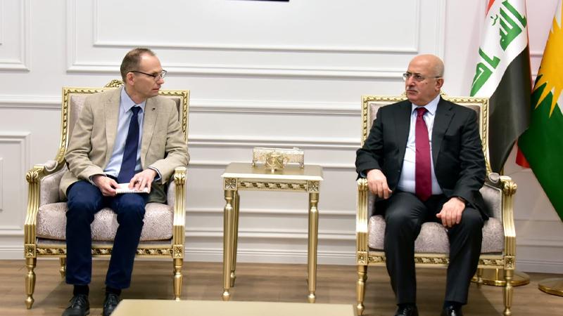 وەزیری دارایی پێشوازی لە بەرپرسی نوسینگەی پەیوەندییەکانی یەکێتی ئەوروپا لە ھەرێم کرد 