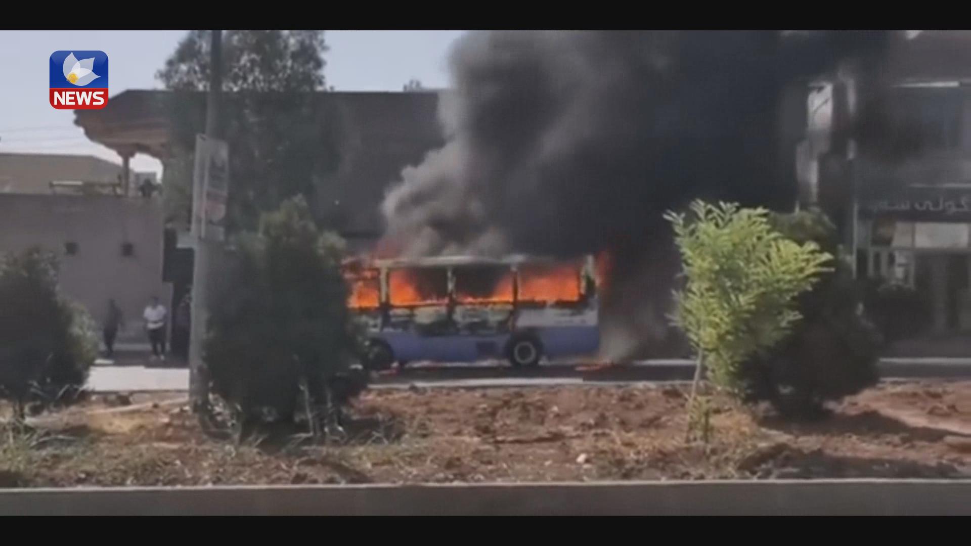 لە سلێمانی پاسێک سوتا و ھیچ زیانێکی گیانی نەبوو