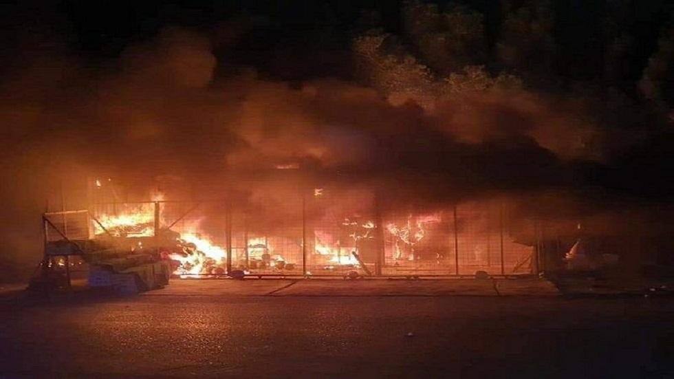 ئاگرێکی گەورە لە سەربازگەیەکی ھێزە ئاسمانییەکانی عێراق کەوتەوە