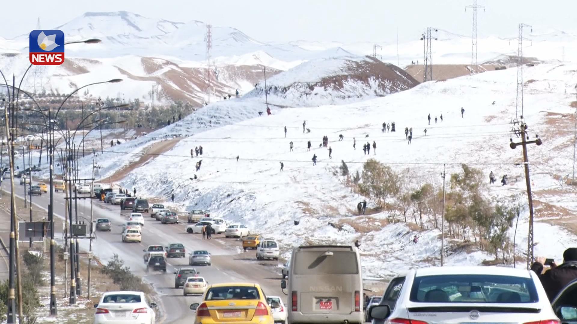 شەپۆلی بەفربارین شاری کەرکوکی گرتەوە