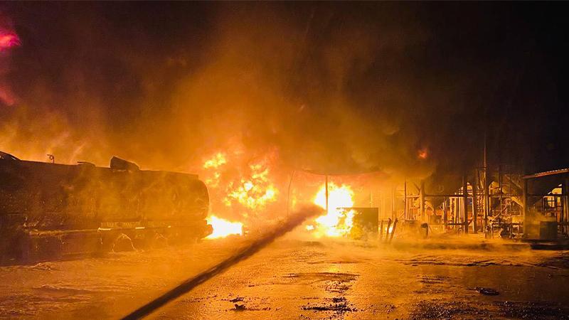 لە نزیک گوێر ئاگر لە پاڵاوتگەیەکی سوتەمەنی کەوتەوە