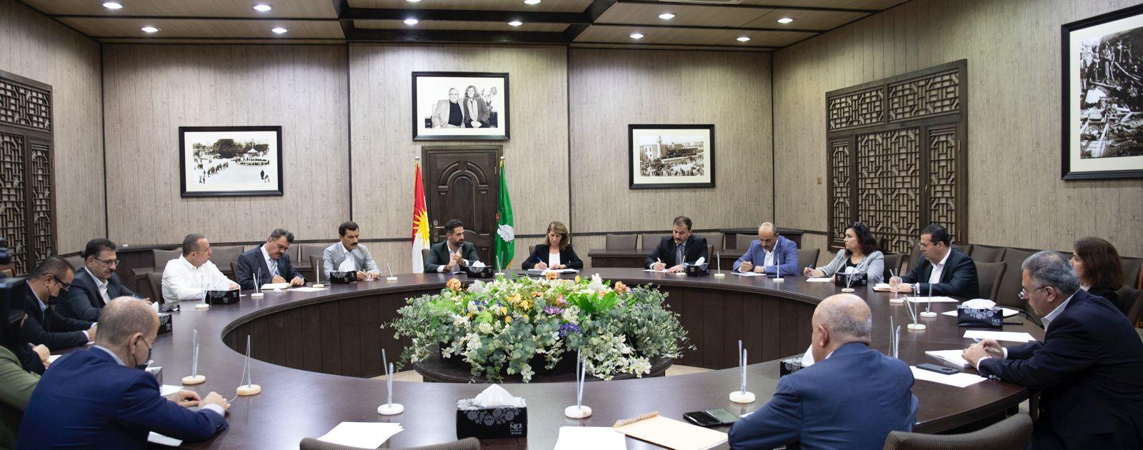 قوباد تاڵەبانی و شاناز ئیبراھیم ئەحمەد لەگەڵ سەرکردایەتی یەکێتی لە سلێمانی کۆبوونەوە