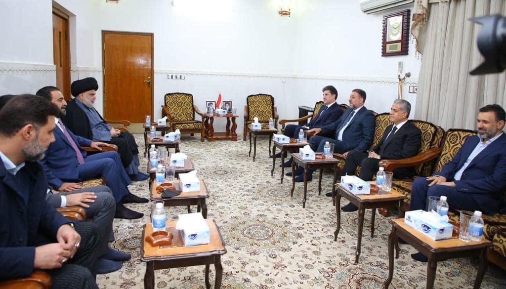 نێچیرڤان بارزانی و حەلبوسی لە نەجەف لەگەڵ سەدر کۆبوونەوە