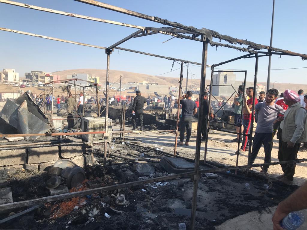 نزیکەی ٤٠٠ خێمەی کەمپی ئاوارەکانی شاریا سوتا