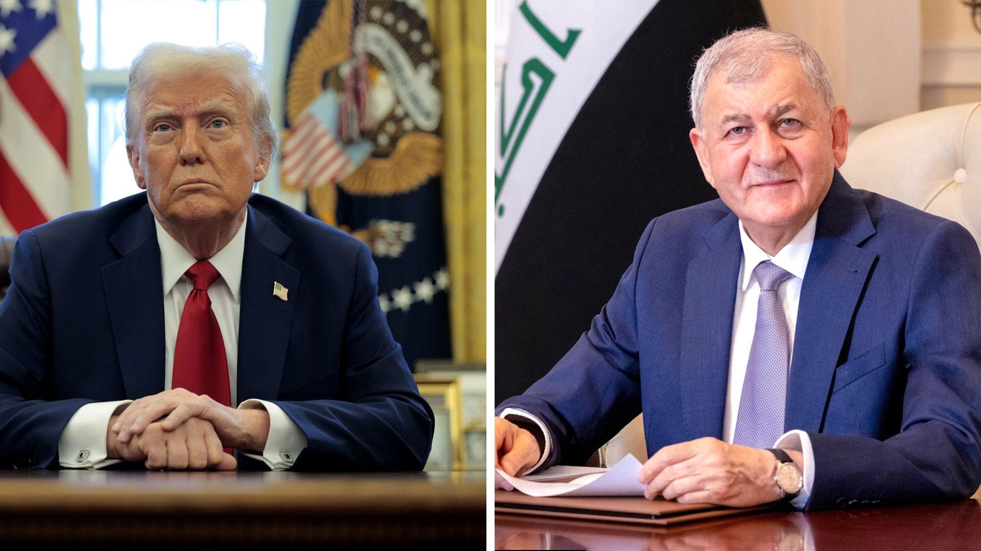 دۆناڵد ترەمپ بۆ سەرۆک کۆماری عیراق: پابەندبوونی پتەوی خۆمان بە هاوبەشی ستراتیژی لەگەڵ عێراق دووپات دەکەینەوە