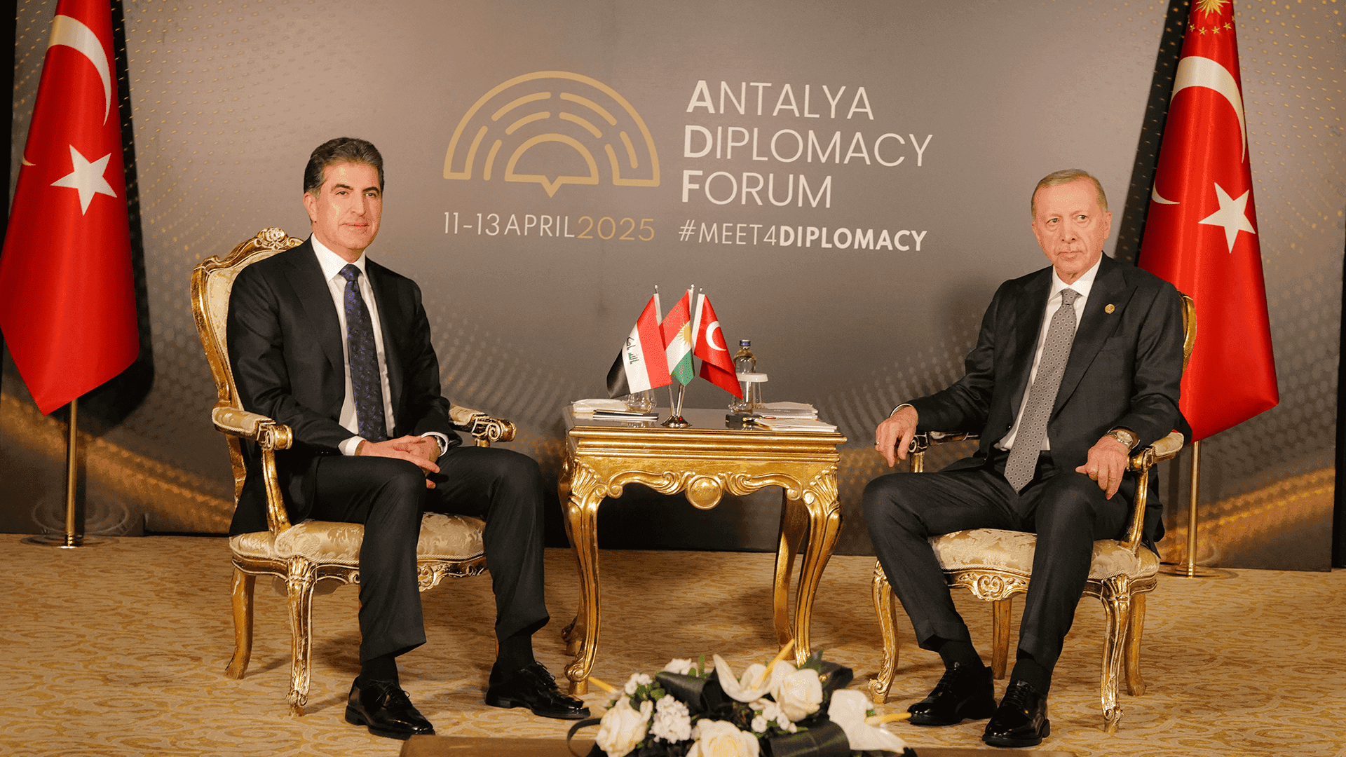 سەرۆکی هەرێمی کوردستان لە ئەنتالیا لەگەڵ سەرۆک کۆماری تورکیا کۆبووەوە