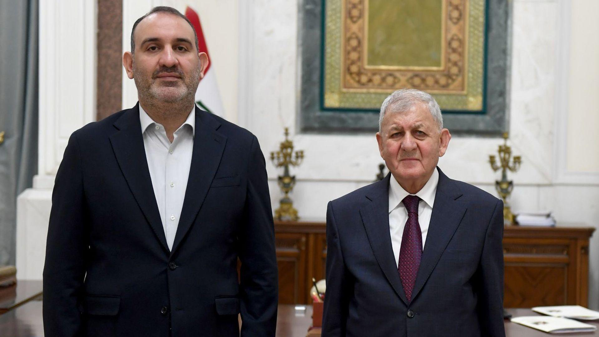 سەرۆک کۆماری عیراق پێشوازی لە سەرۆکی فراکسیۆنی دەوڵەتی یاسا لە ئەنجومەنی نوێنەران دەکات