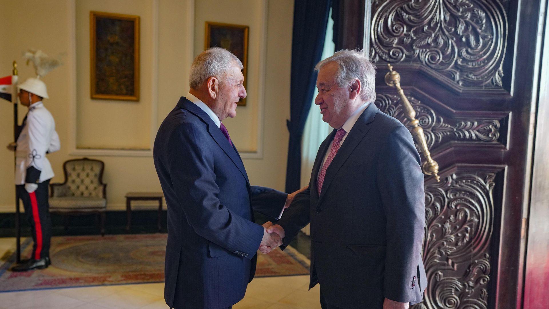 سەرۆک کۆمار پێشوازی له سکرتێری گشتی نەتەوه یەکگرتووەکان دەکات