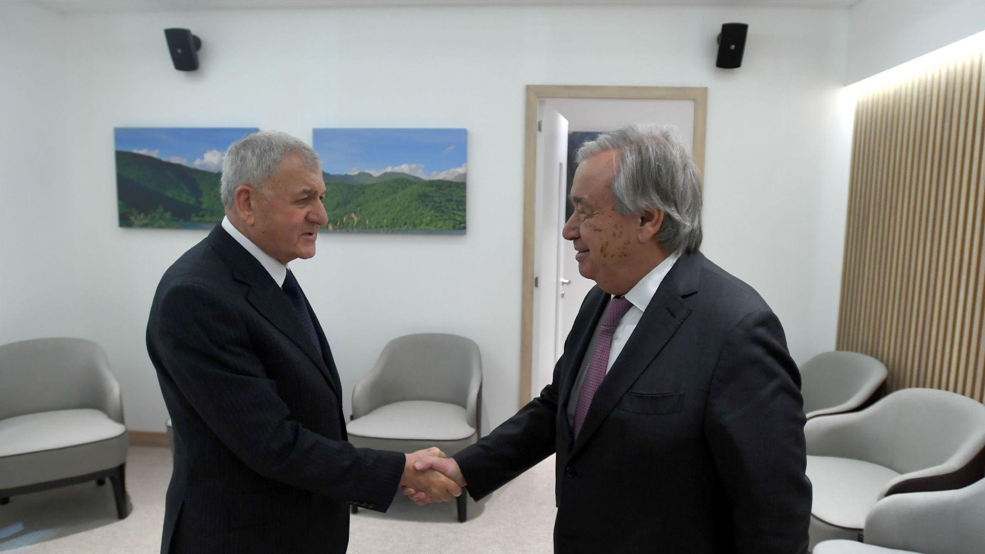 سەرۆك کۆمار لەگەڵ سکرتێری گشتیی نەتەوە یەکگرتووەکان کۆدەبێتەوە