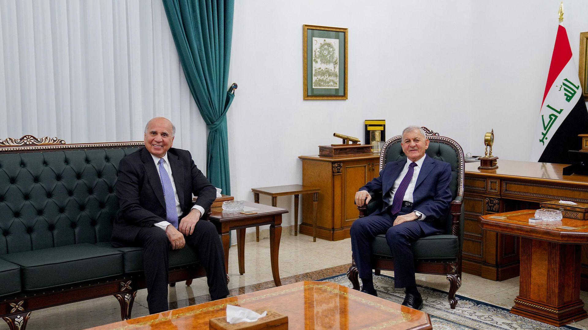 سەرۆك كۆمار و وەزیری دەرەوەی عیراق گرژییەكانی سوریا و رەوشی فەڵەستین تاوتوێدەکەن 