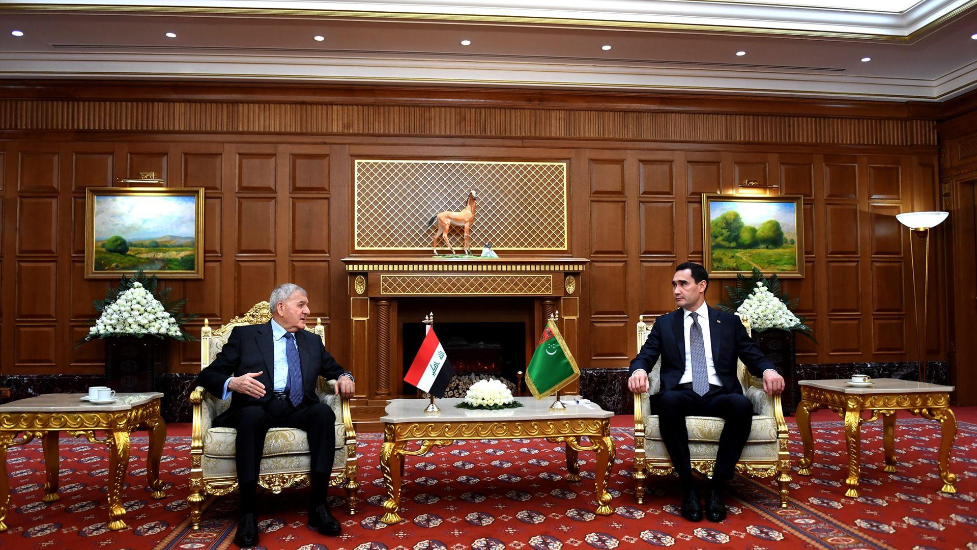 سەرۆکی تورکمانستان پێشوازی لە سەرۆک کۆماری عیراق کرد