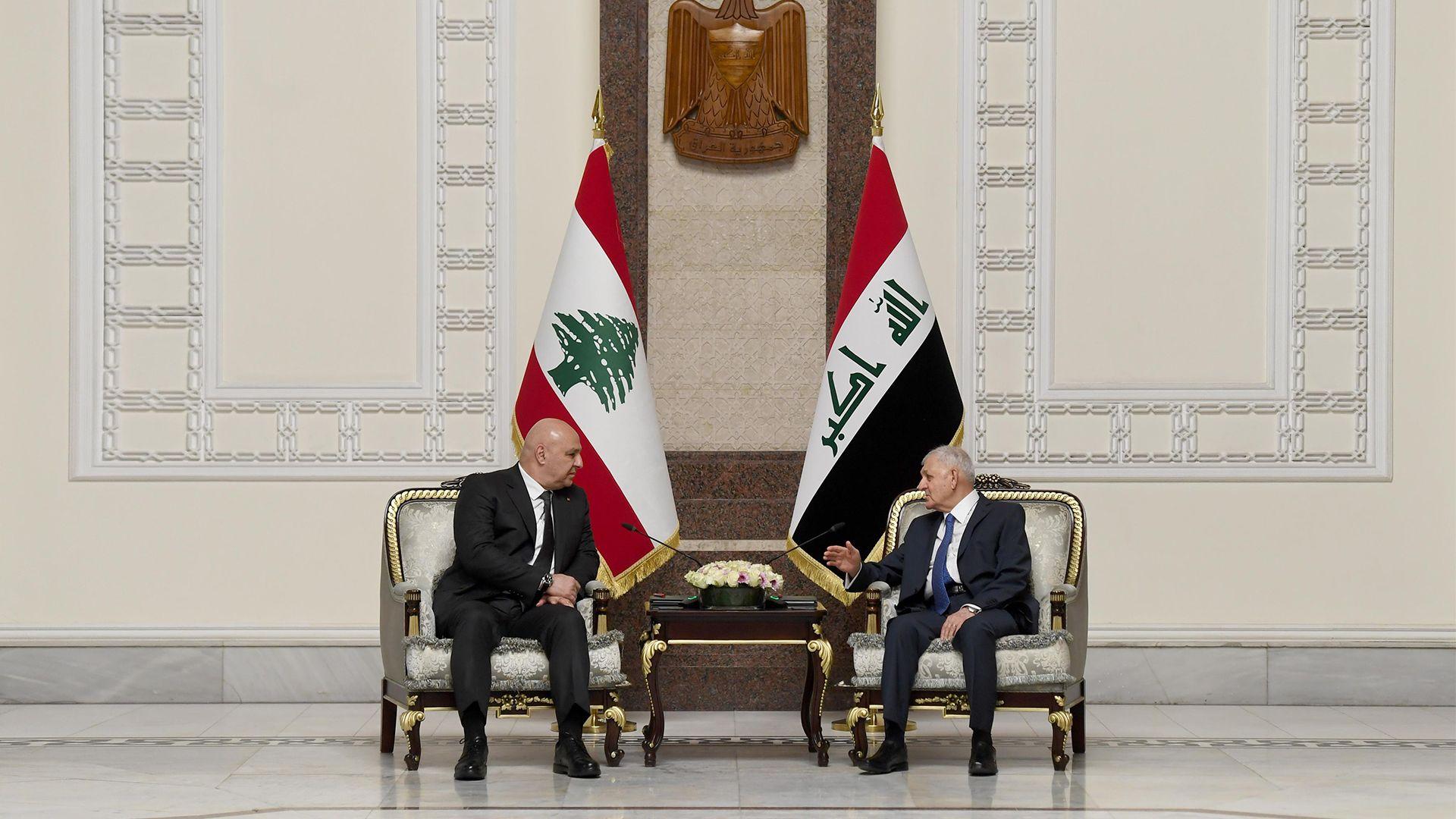 سەرۆک کۆماری عیراق پێشوازی لە هاوتا لوبنانیەکەی کرد