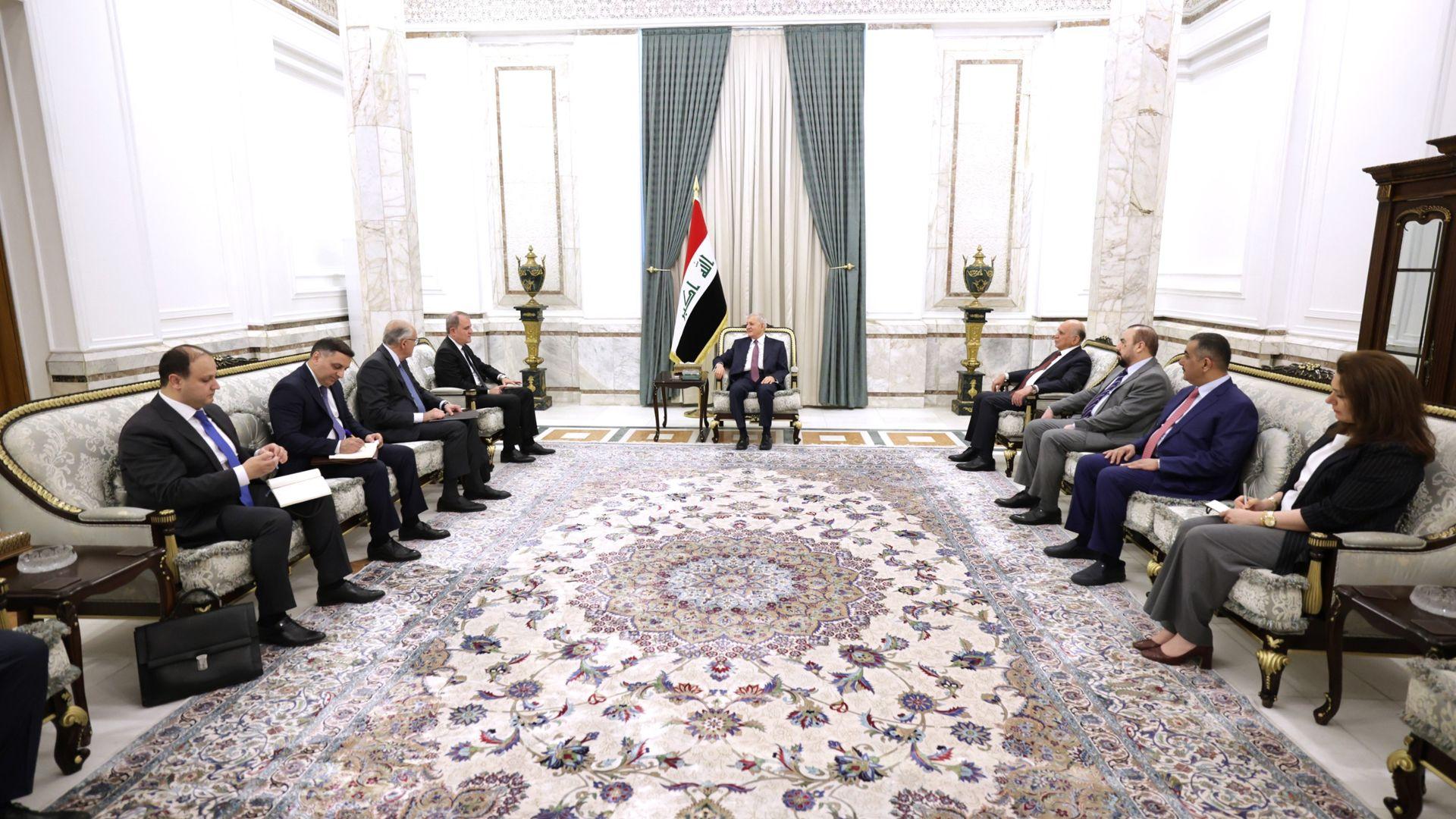 سەرۆک کۆماری عیراق پێشوازی لە وەزیری دەرەوەی ئازەربایجان کرد