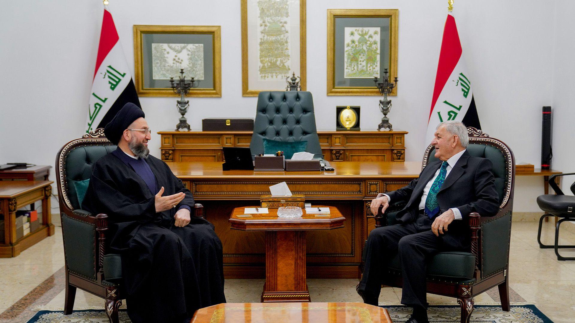 سەرۆک کۆماری عیراق پێشوازی لە سەید عەمار حەکیم دەکات