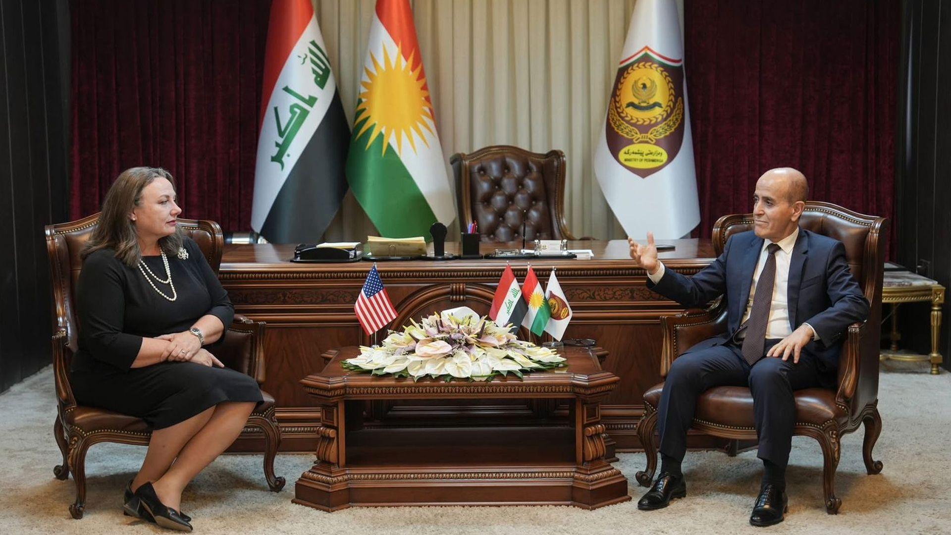 وەزیری پێشمەرگە پێشوازی لە کونسوڵی گشتیی ئەمریکا لە هەرێمی کوردستان کرد