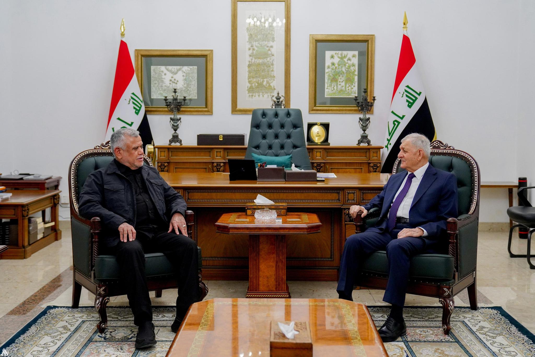 رئيس الجمهورية يستقبل هادي العامري لمناقشة التطورات السياسية والأمنية