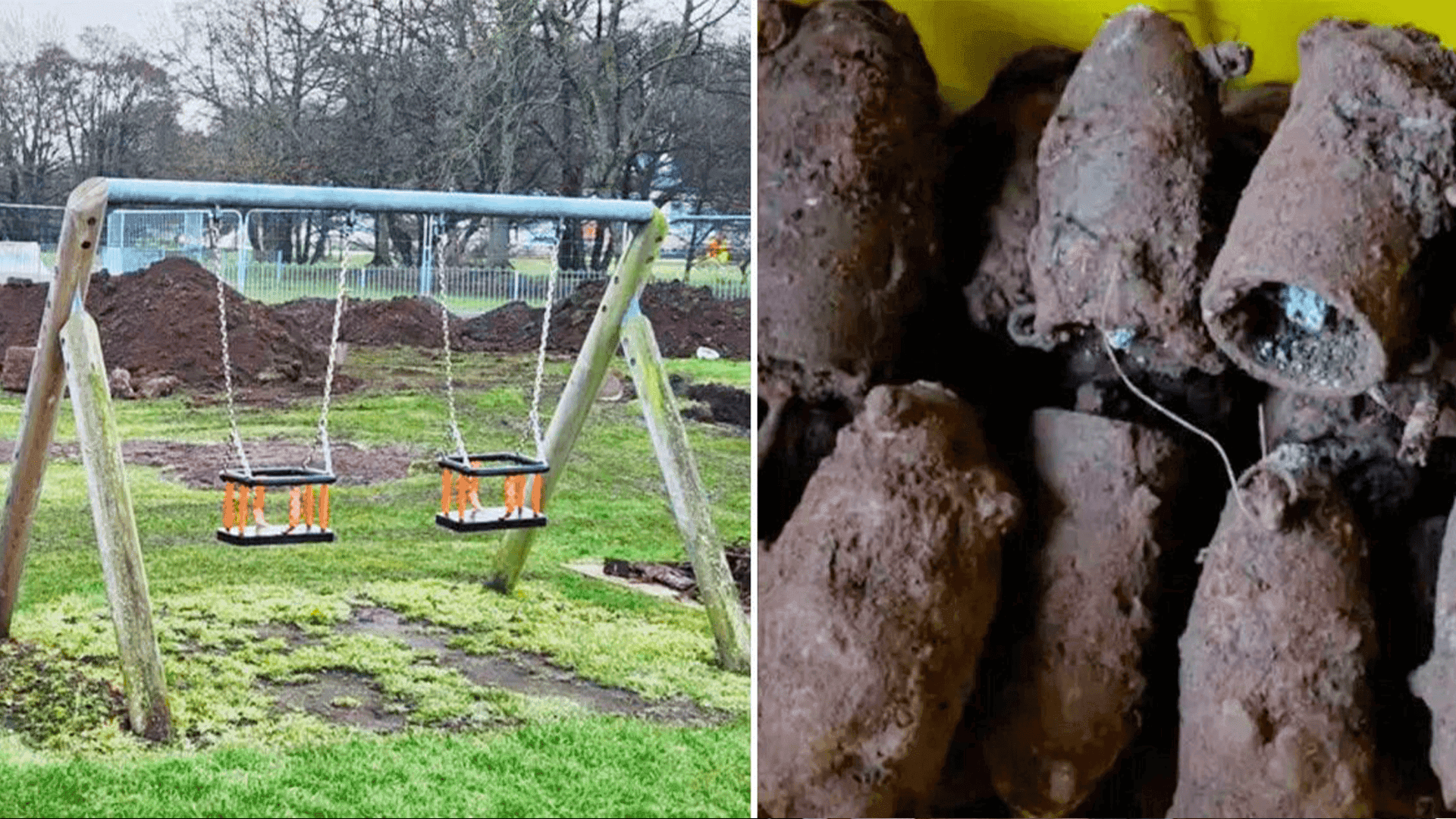 لە بەریتانیا ژمارەیەکی زۆر بۆمبی نەتەقیو لە گۆڕەپانێکی یاریکردنی منداڵان دۆزرایەوە