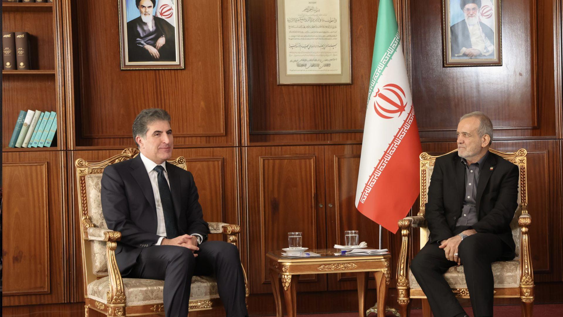 نێچیرڤان بارزانی و مەسعود پزیشکیان لە تاران کۆبونەوە