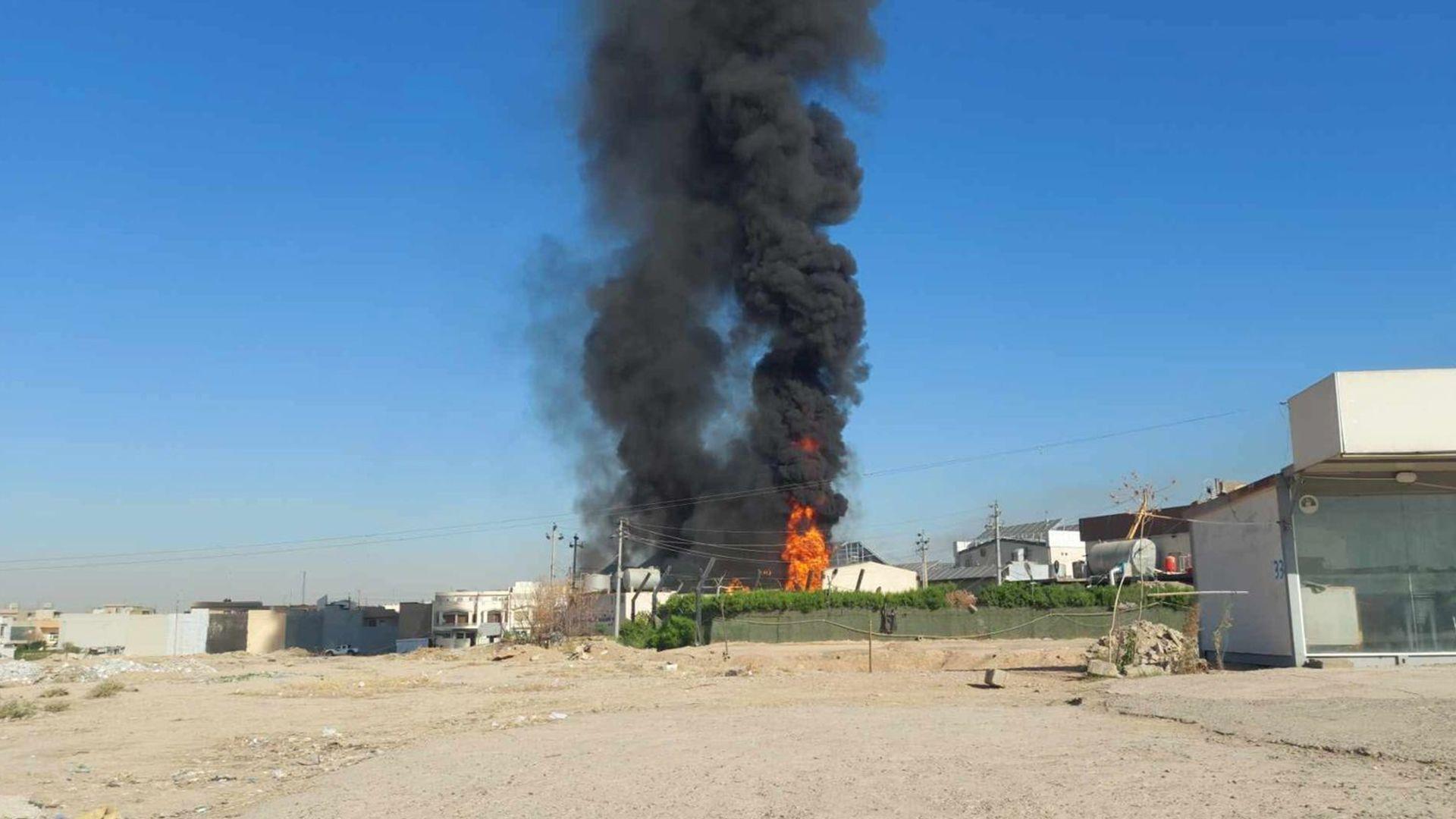 ئاگر لە بەنزیخانەیەکی شاری هەولێر کەوتەوە