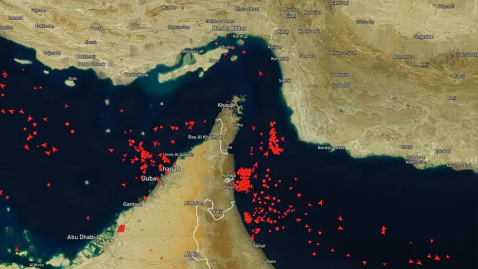 جووڵەی کەشتیوانی لە گەروی هورمز دادەبەزێت بۆ نزمترین ئاست لە ماوەی هەفتەیەکدا